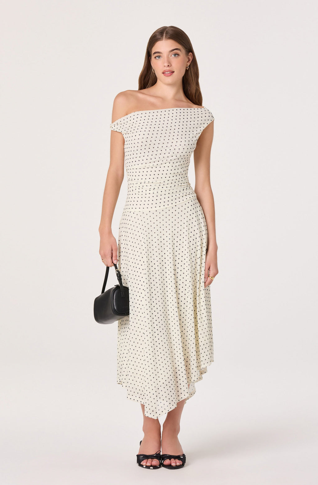 Ciarra Off-Shoulder Asymmetric Midi Dress