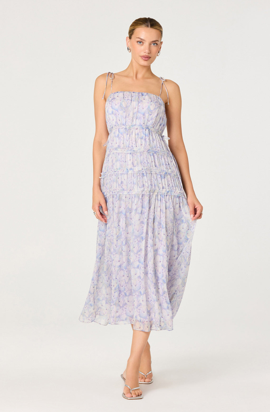 Keyleth Floral Tiered Bow Midi Dress