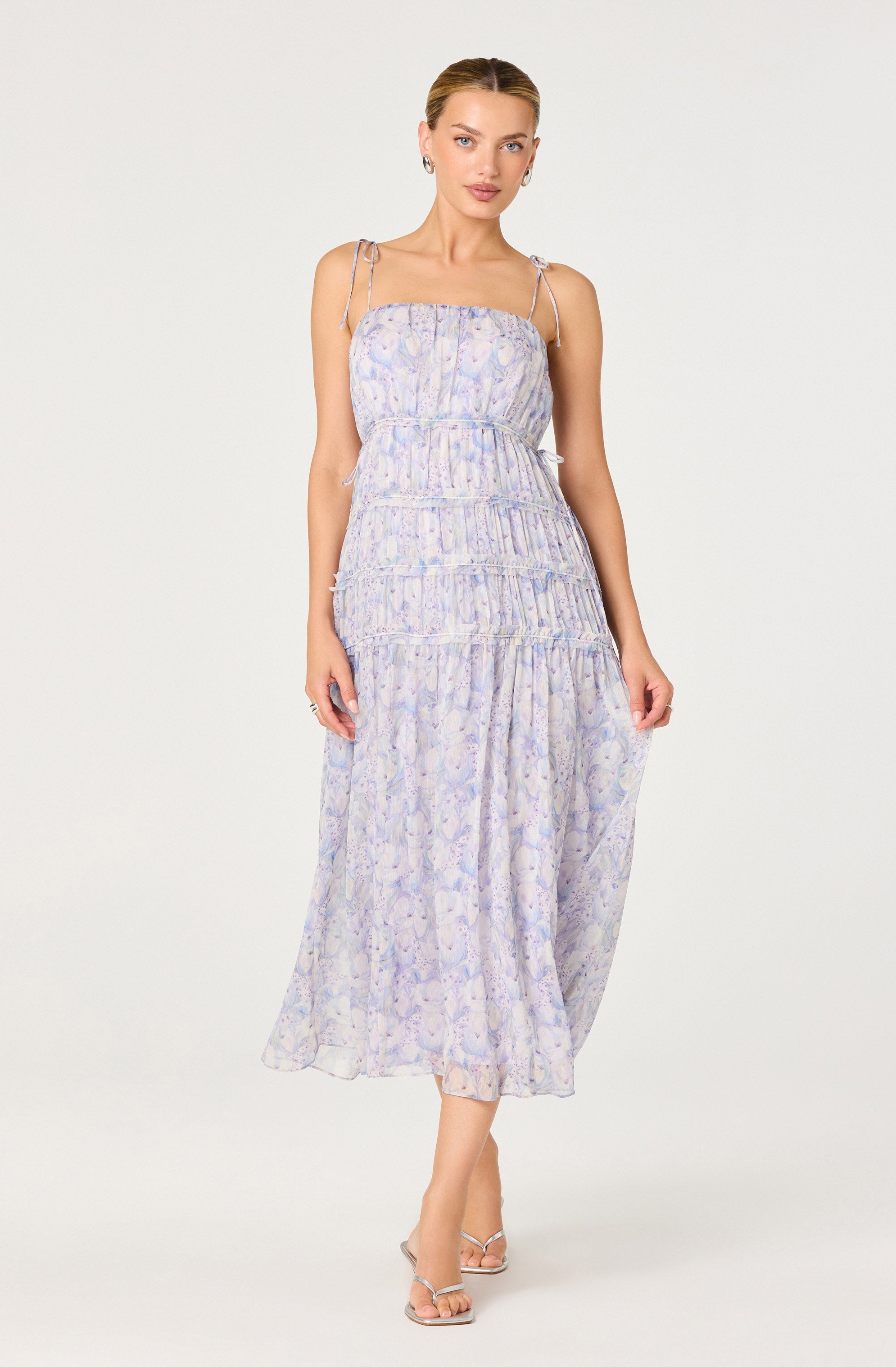 Keyleth Floral Tiered Bow Midi Dress