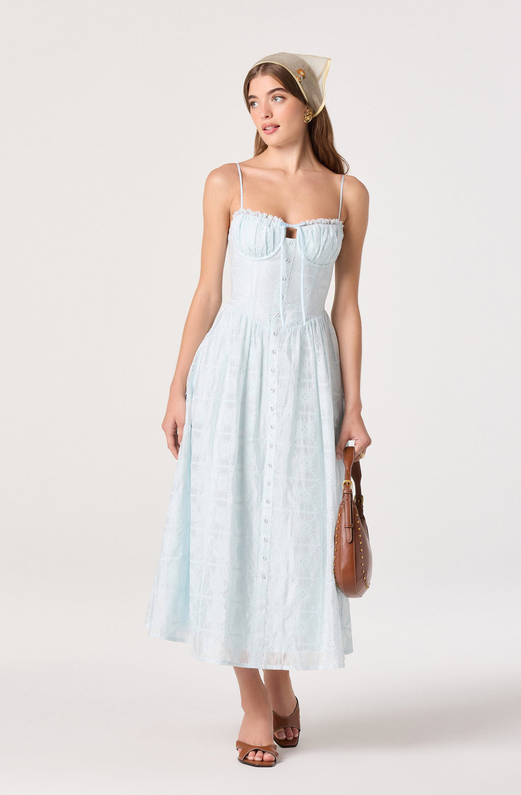 Aubrey Eyelet Embroidered Sweetheart Midi Dress