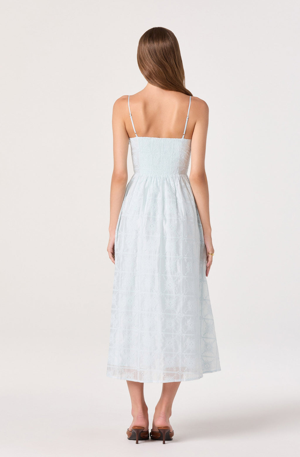 Aubrey Eyelet Embroidered Sweetheart Midi Dress