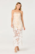 Tanisha Embroidered Floral Strapless Maxi Dress