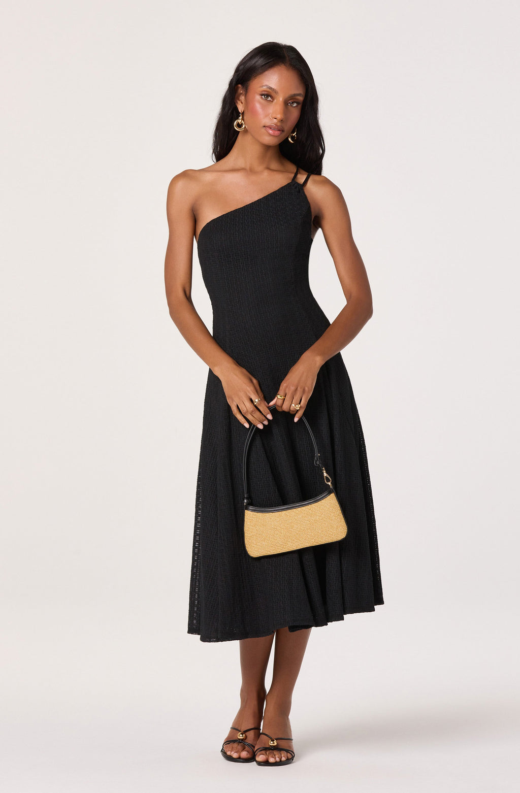 Nola One-Shoulder Knit Midi Dress