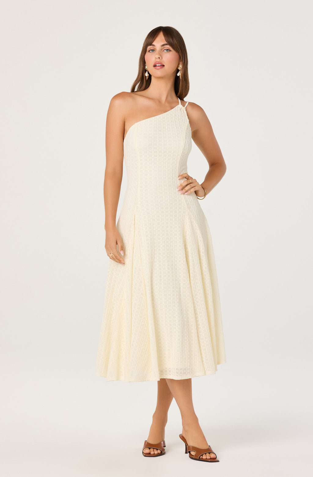 Nola One-Shoulder Knit Midi Dress