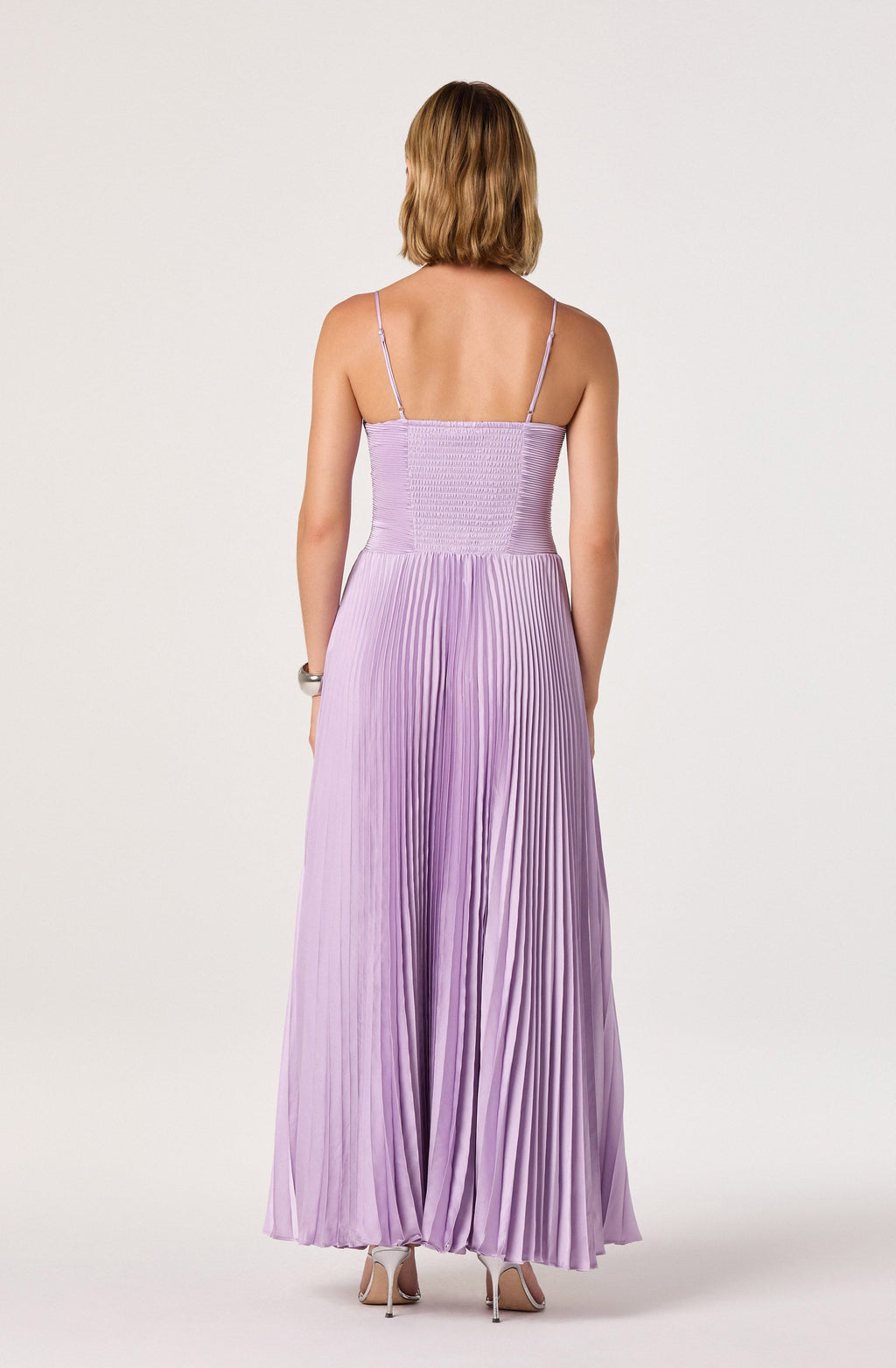 Alaia Satin Plissé Maxi Dress