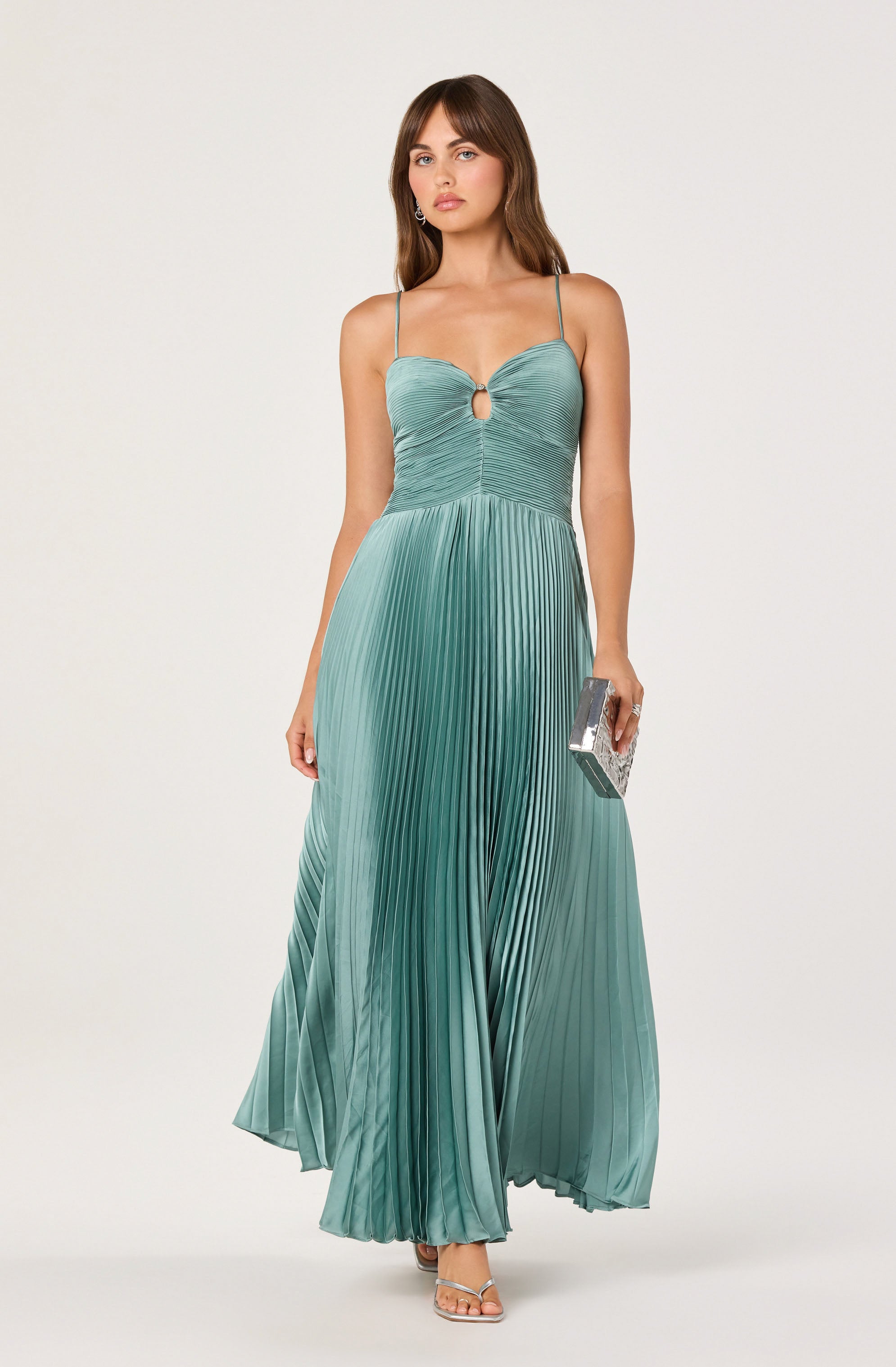 Alaia Satin Plissé Maxi Dress