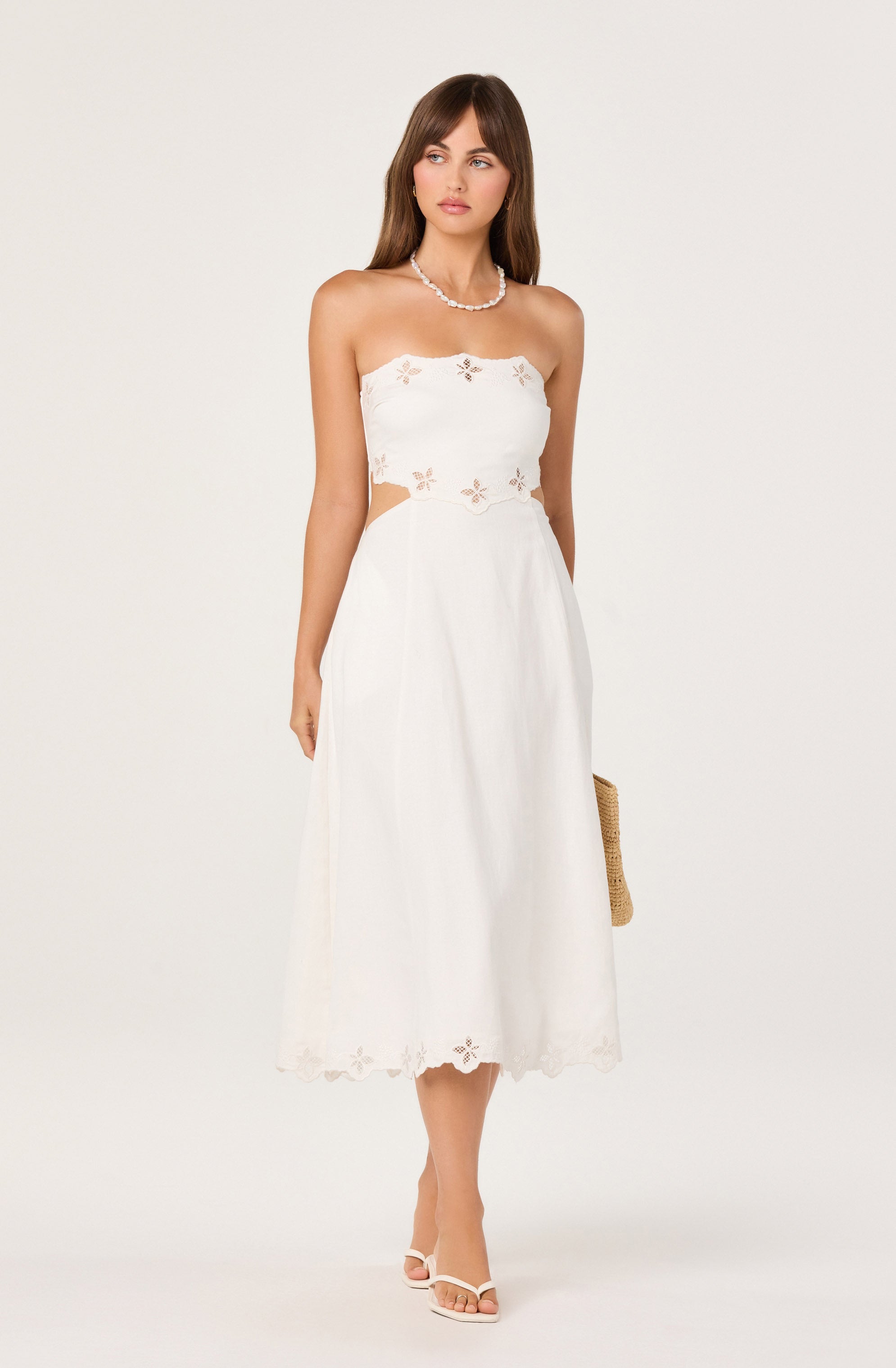Shavonda Cutwork Open-Back Midi Dress
