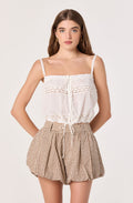 Margeen Gingham Bubble Hem High-Rise Shorts