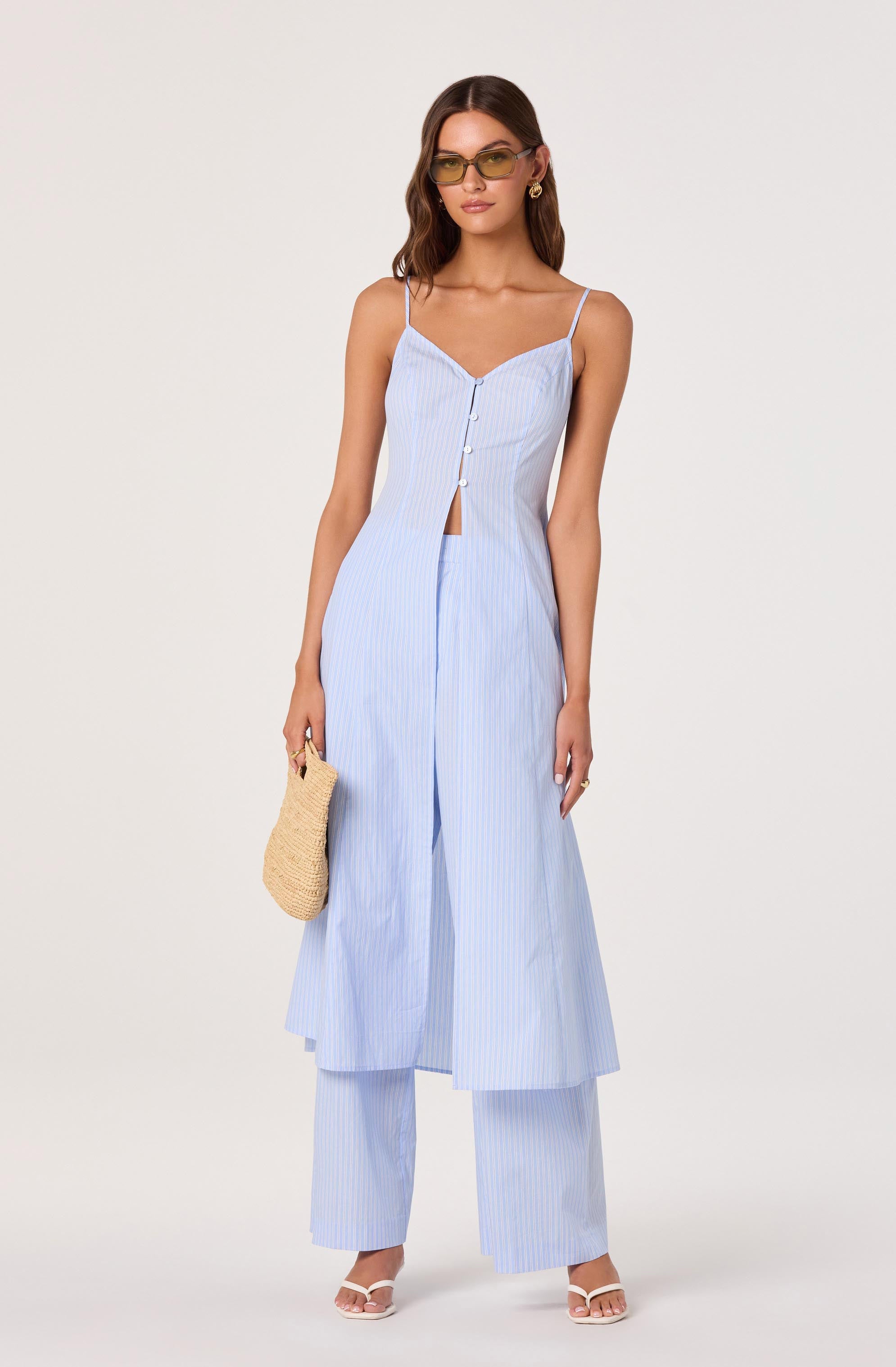 Neha Striped High-Rise Wide Leg Pants