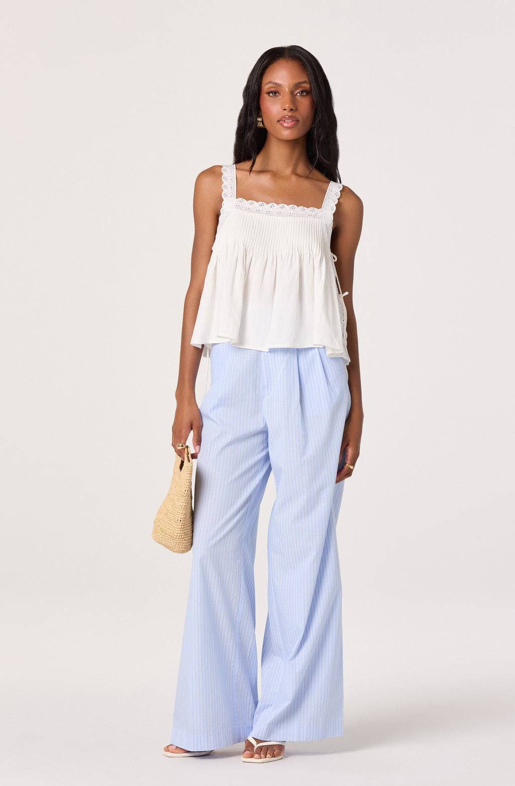 Neha Striped High-Rise Wide Leg Pants
