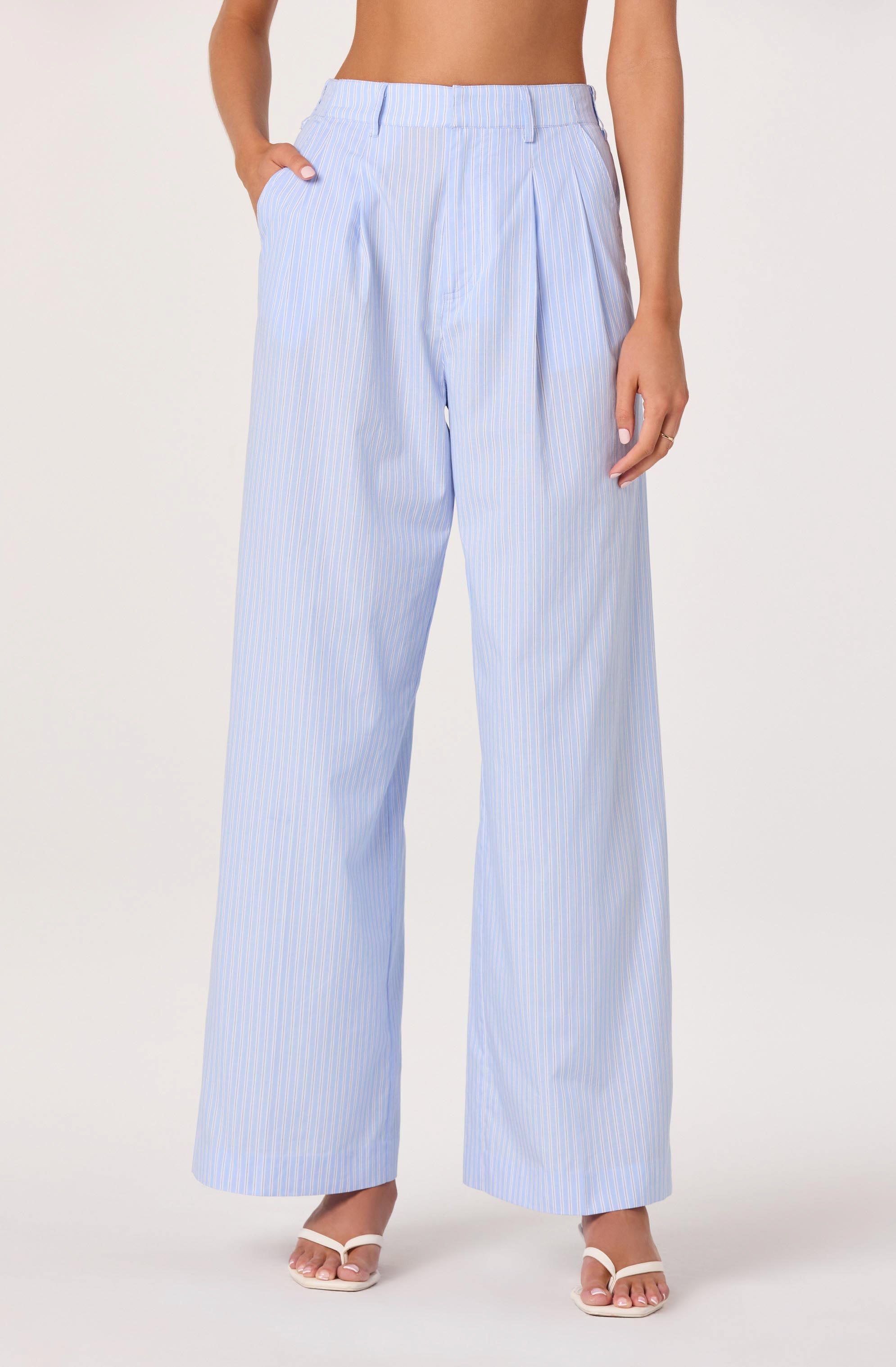 Neha Striped High-Rise Wide Leg Pants