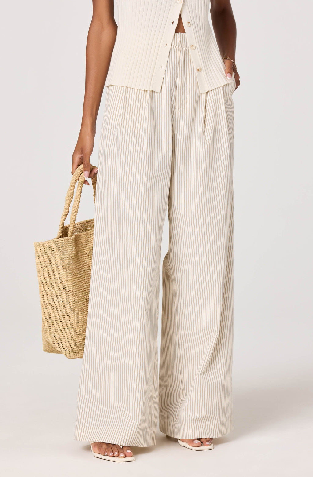Neha Striped High-Rise Wide Leg Pants