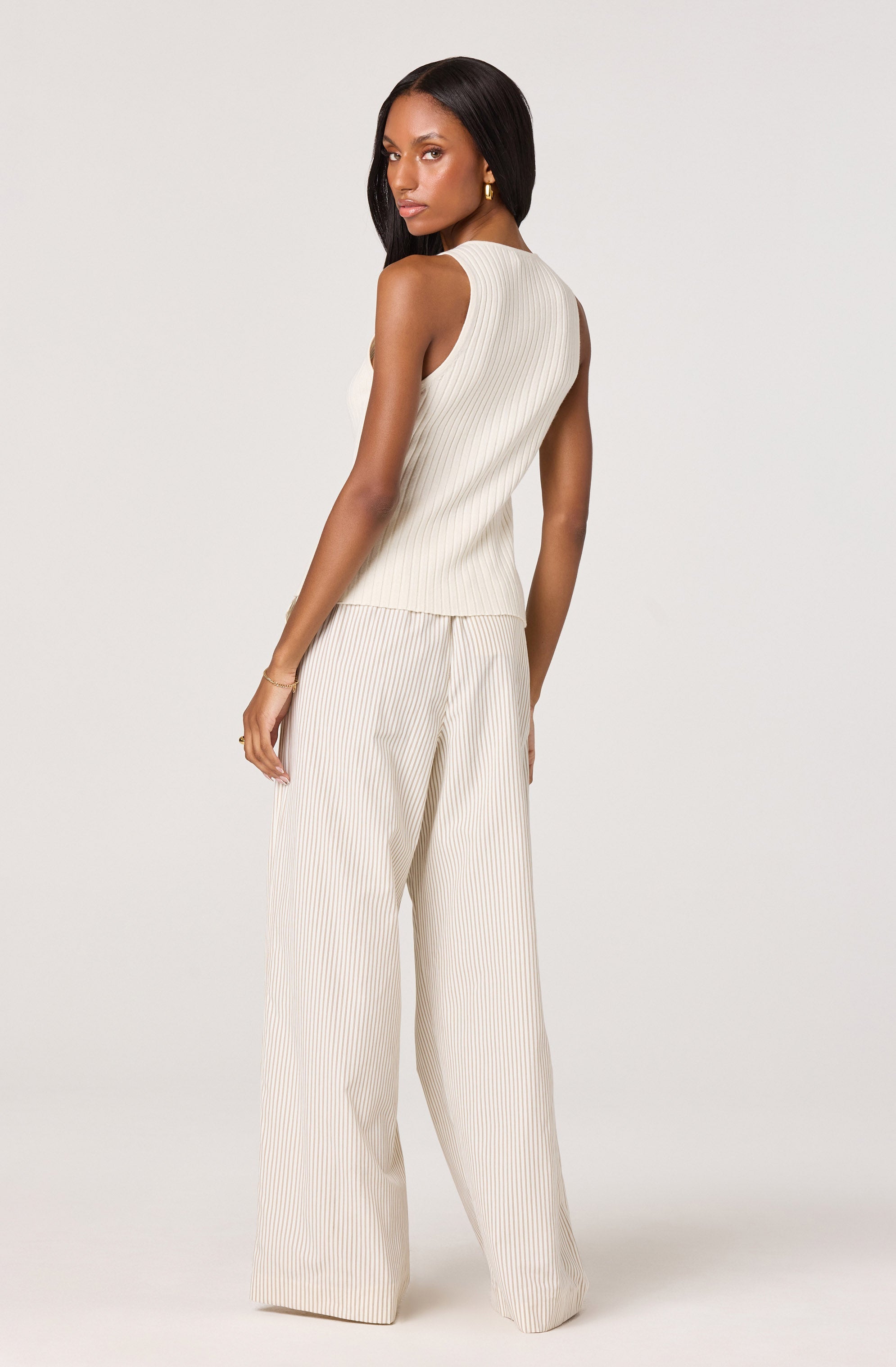 Neha Striped High-Rise Wide Leg Pants