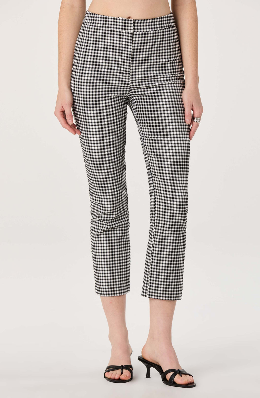 Alma Gingham Kick-Flare Cropped Pants