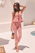 Alma Gingham Kick-Flare Cropped Pants