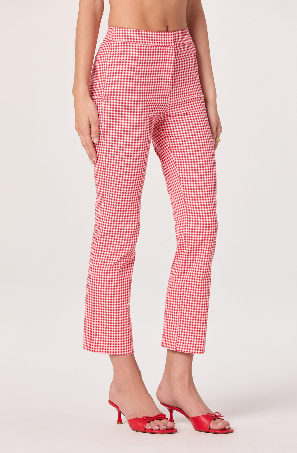 Alma Gingham Kick-Flare Cropped Pants