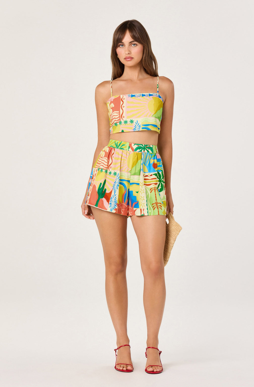 Loren High-Rise Gathered Linen Shorts