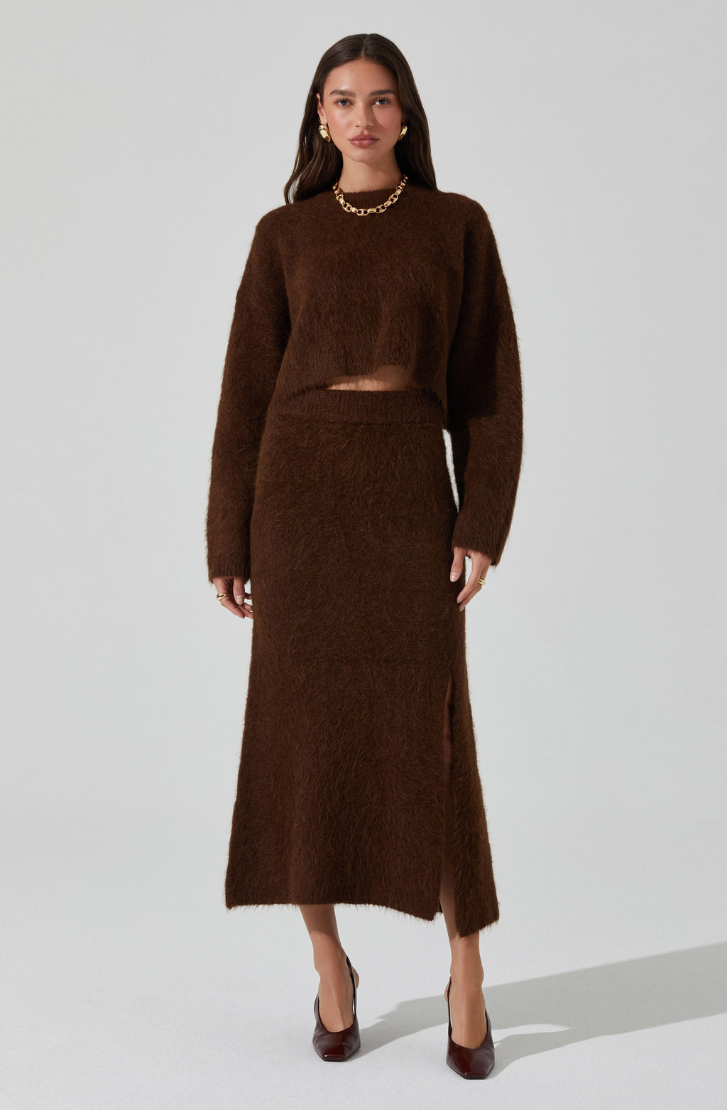 Sinisa Brushed Wool Midi Skirt