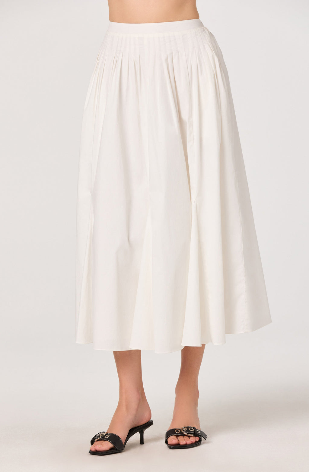 Sidra Cotton Knife Pleat Godet Midi Skirt