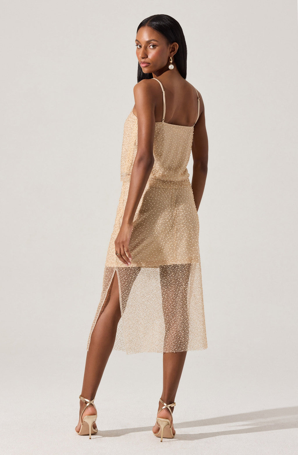 Messina Pearl Embellished Midi Skirt