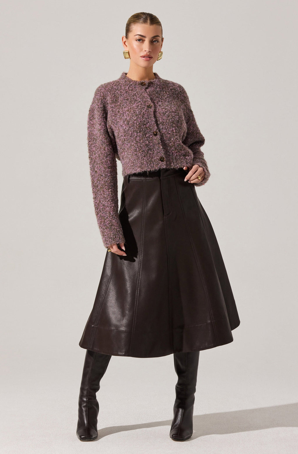 Zhuri Faxu Leather Midi Skirt