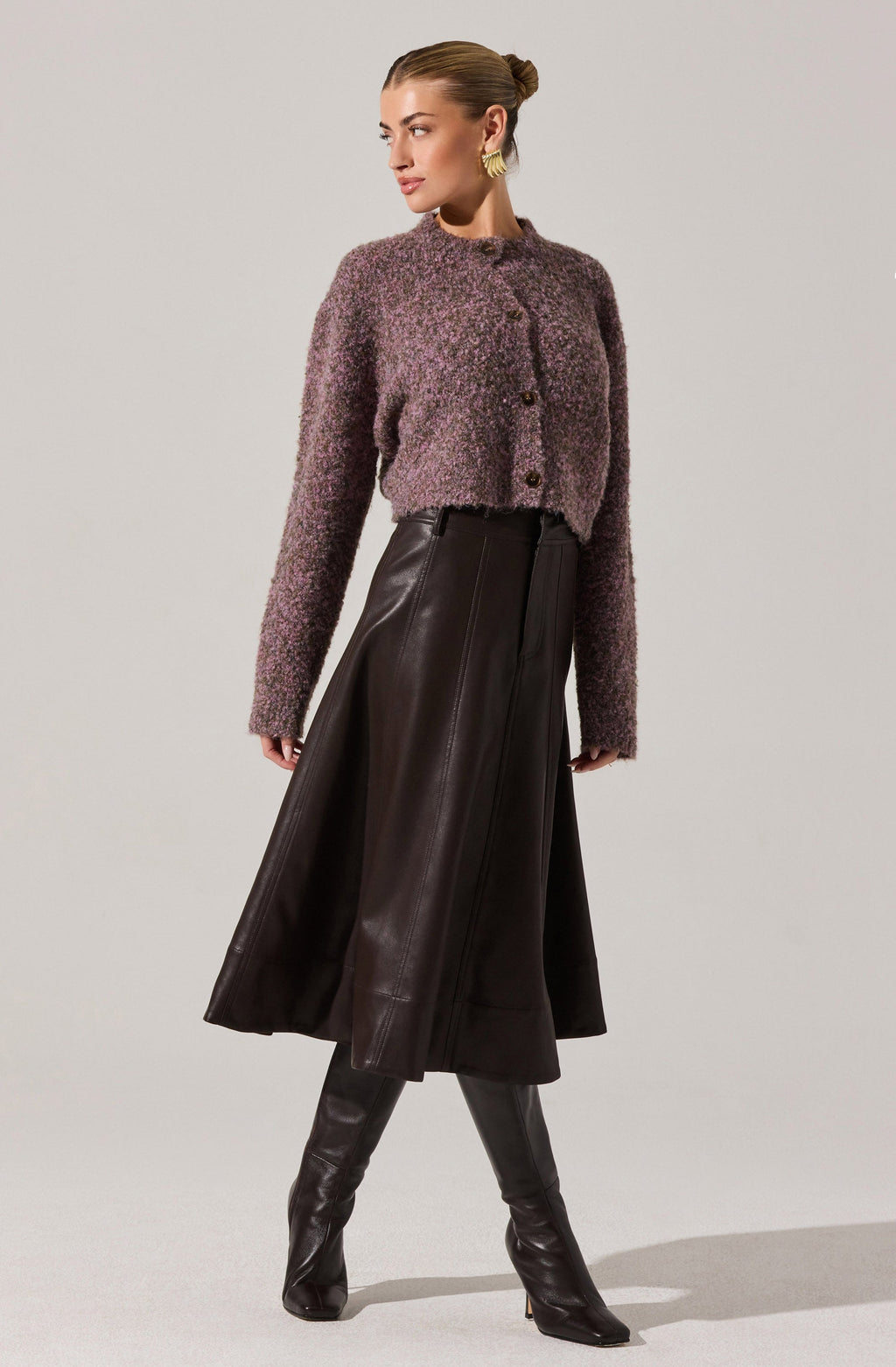 Zhuri Faxu Leather Midi Skirt