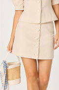 Cailey Crochet Trim Button-Front Mini Skirt