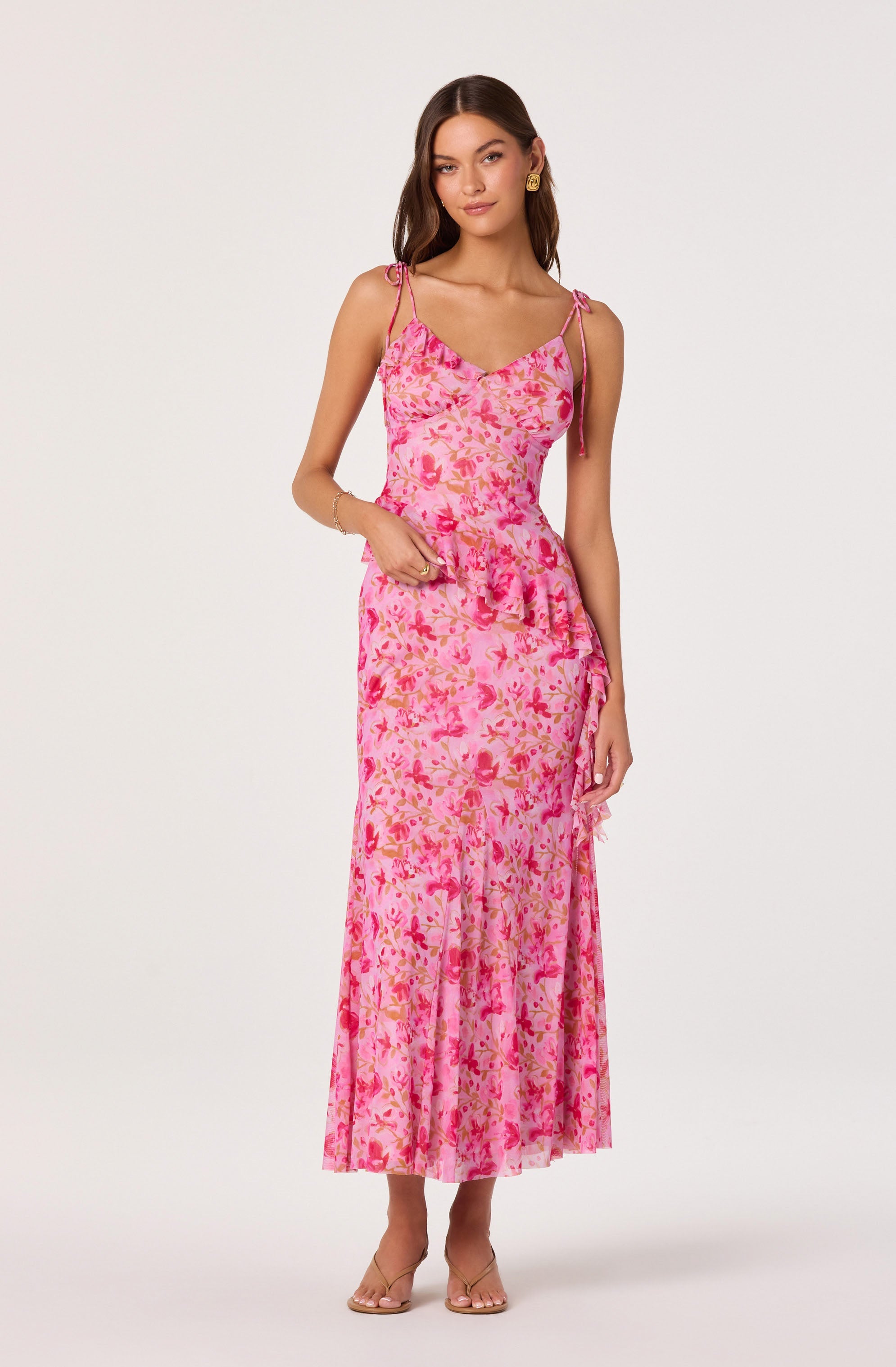 Mejra Floral Godet Knit Midi Skirt