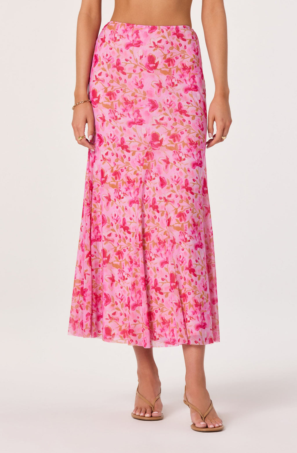 Mejra Floral Godet Knit Midi Skirt