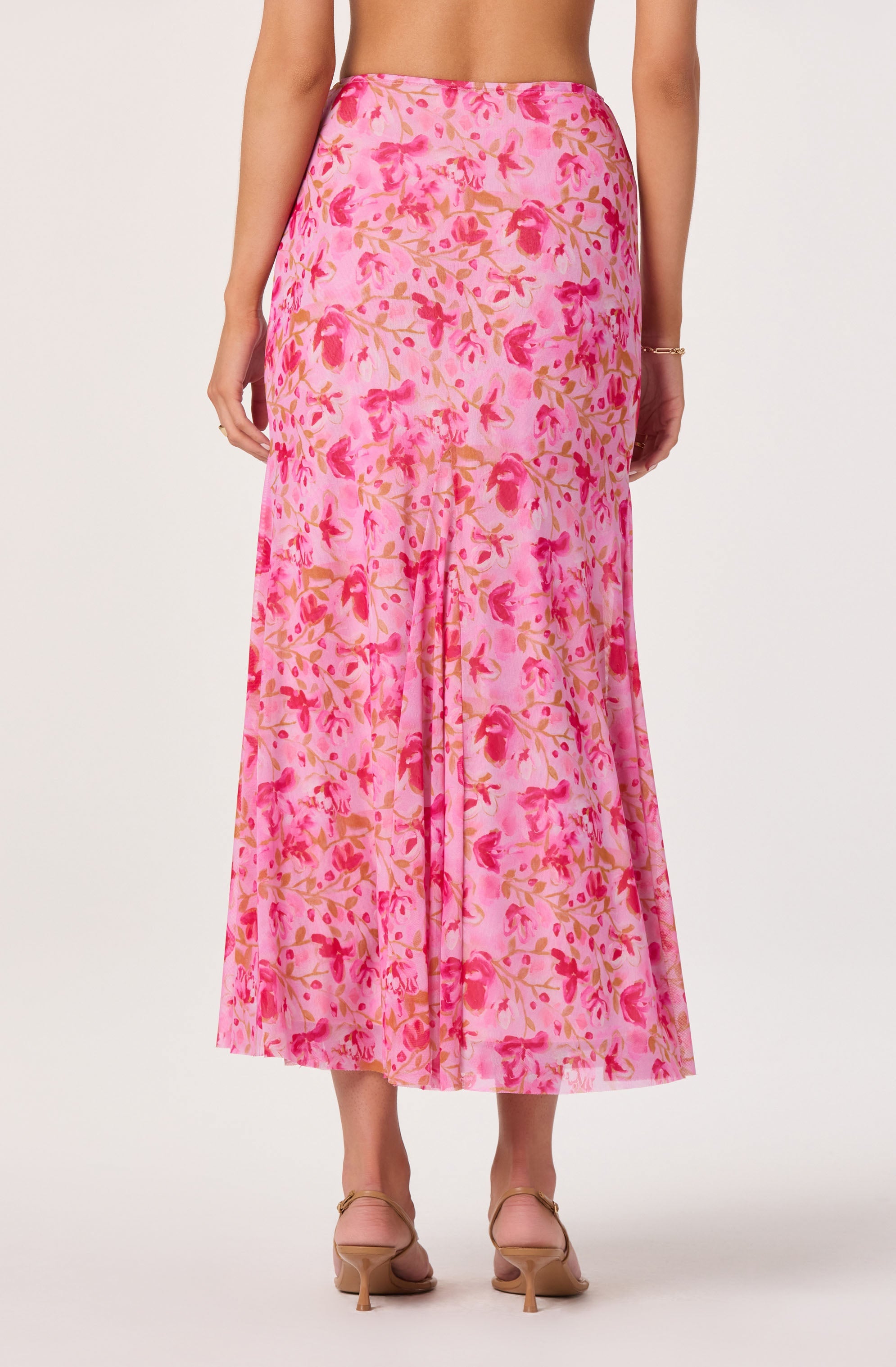 Mejra Floral Godet Knit Midi Skirt
