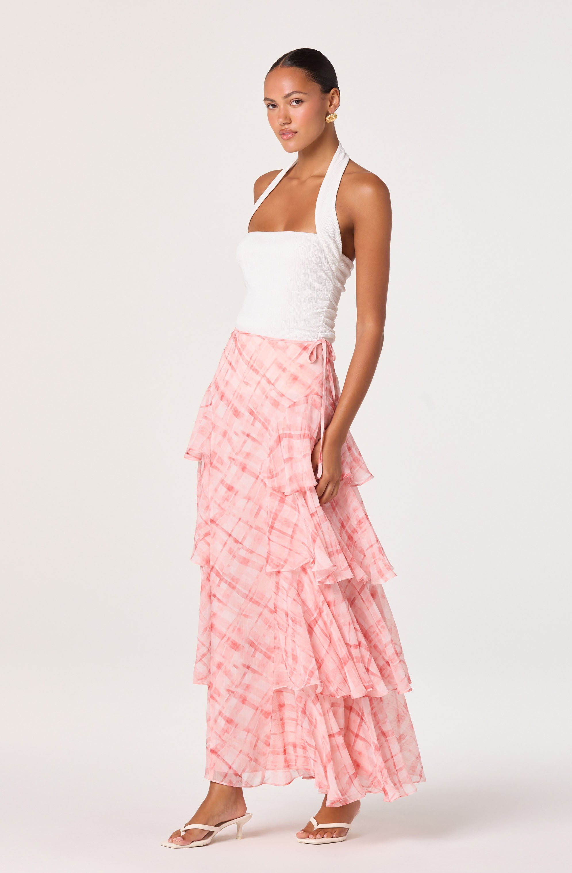 Maia Plaid Tiered Maxi Skirt