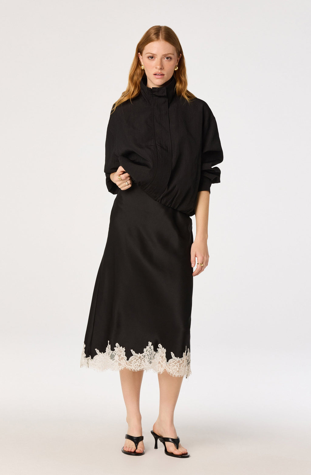 Blossom Lace Hem Midi Skirt