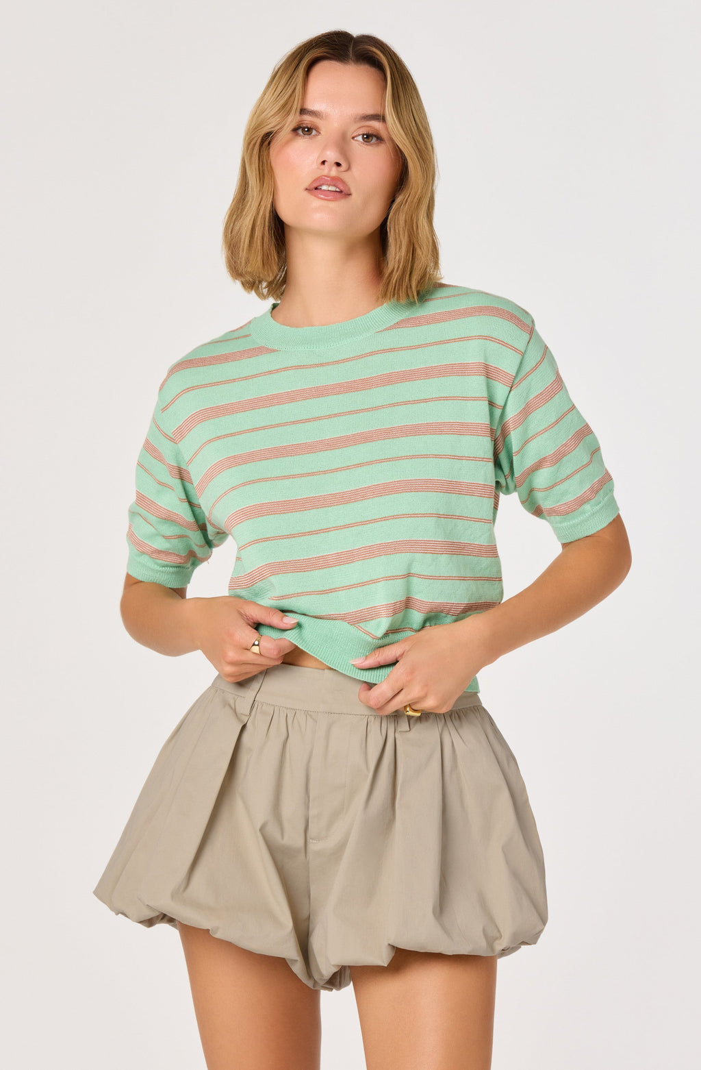 Colette Striped Knit Crew Neck Sweater