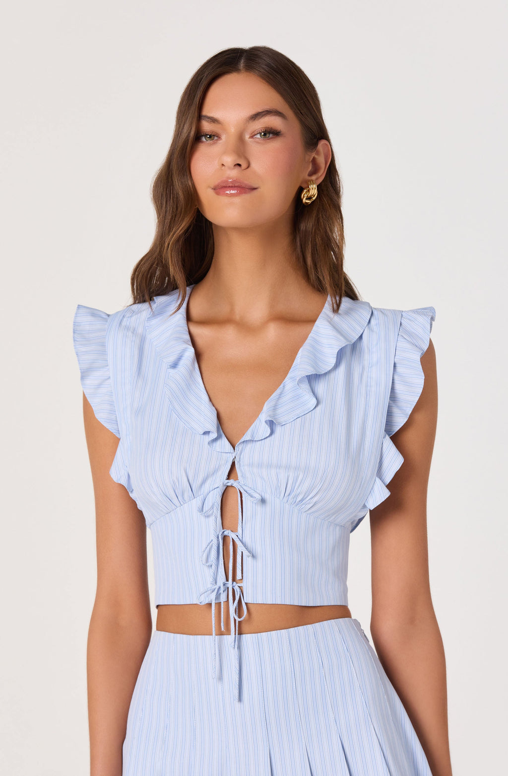 Zira Ruffle Trim Tie-Front Top