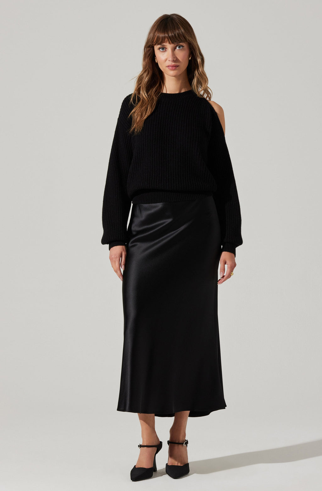 Millicent Ribbed Cold Shoulder Sweater