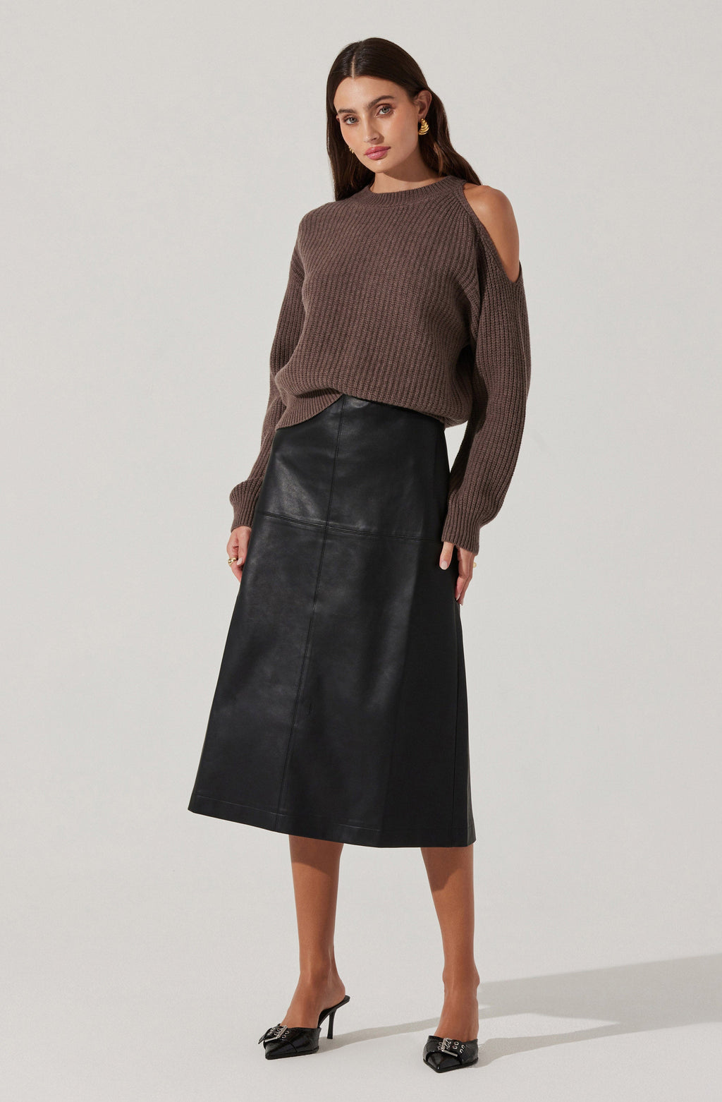 Millicent Ribbed Cold Shoulder Sweater