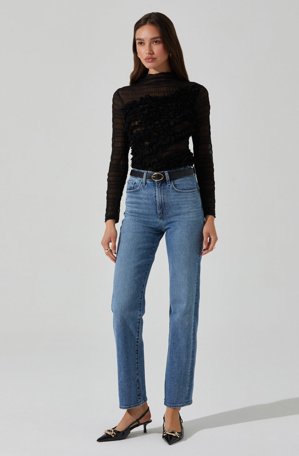 Owena Sheer 3D Ruffle Top