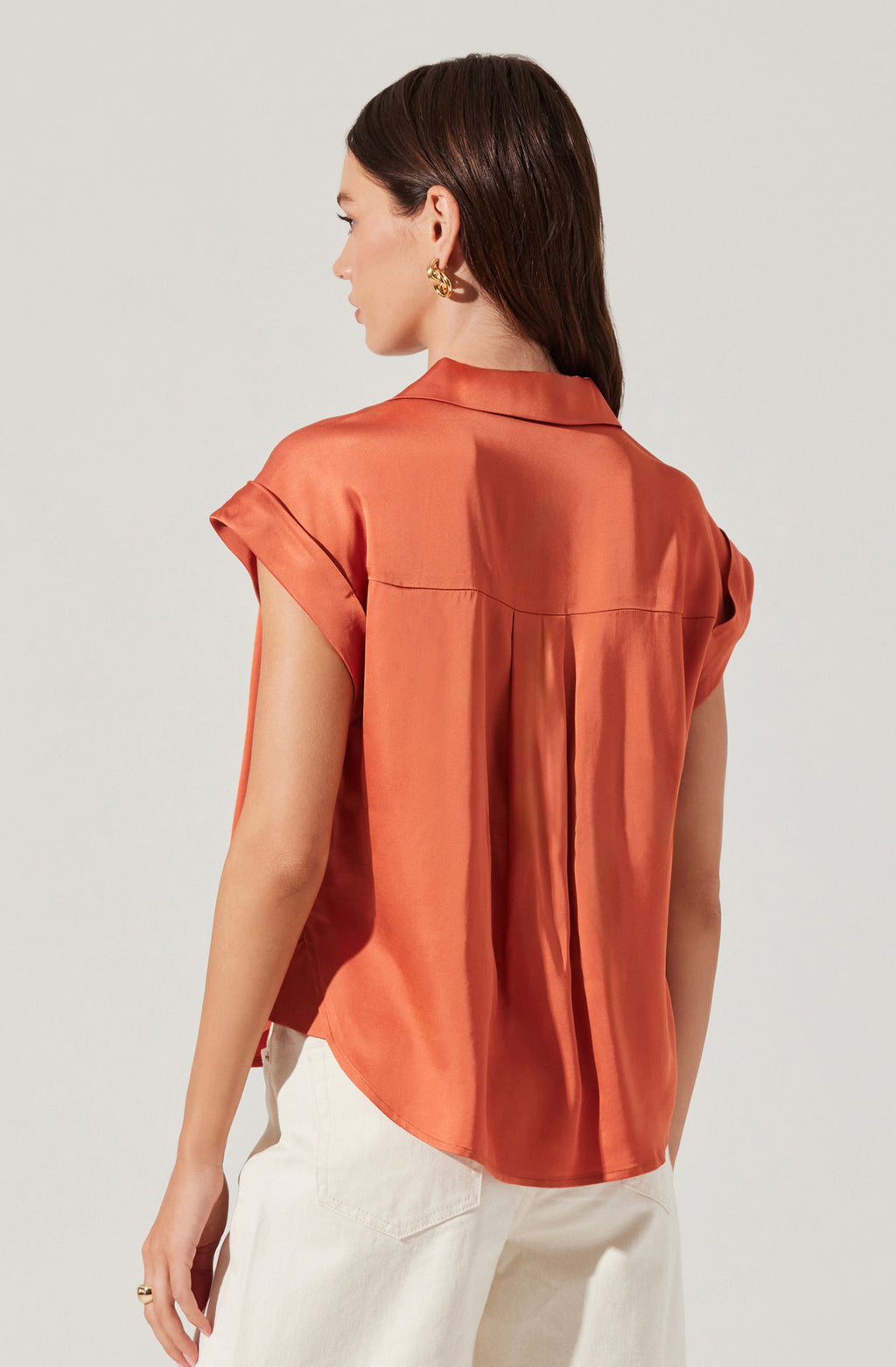 Callen Satin Button Up Top