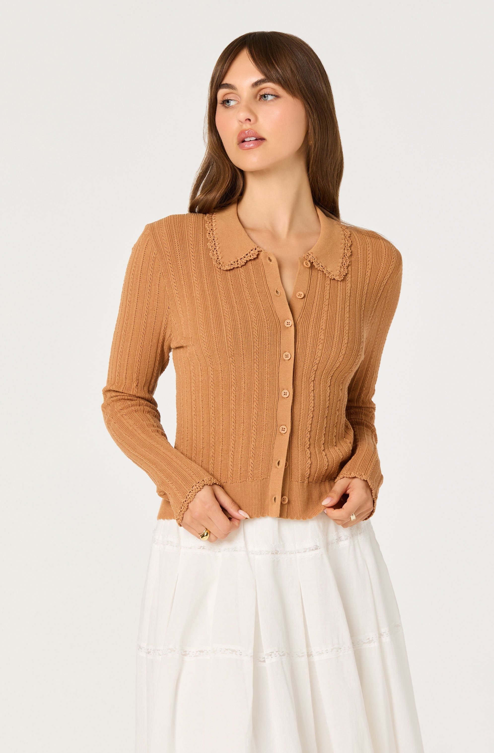 Kristen Pointelle Collar Cardigan