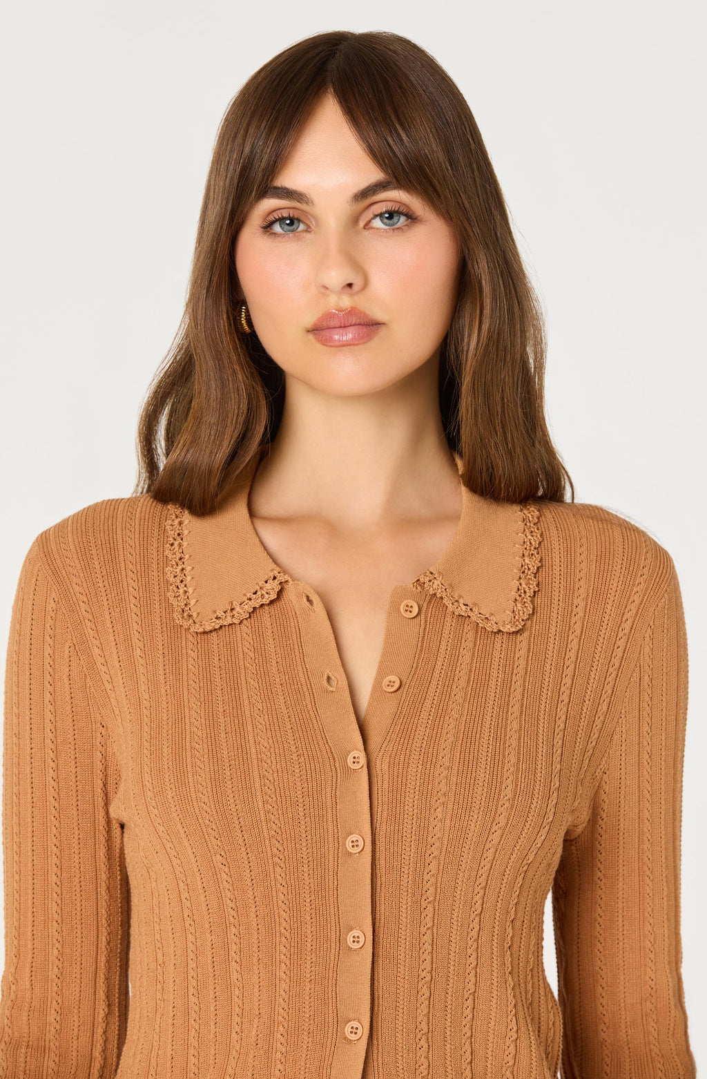 Kristen Pointelle Collar Cardigan