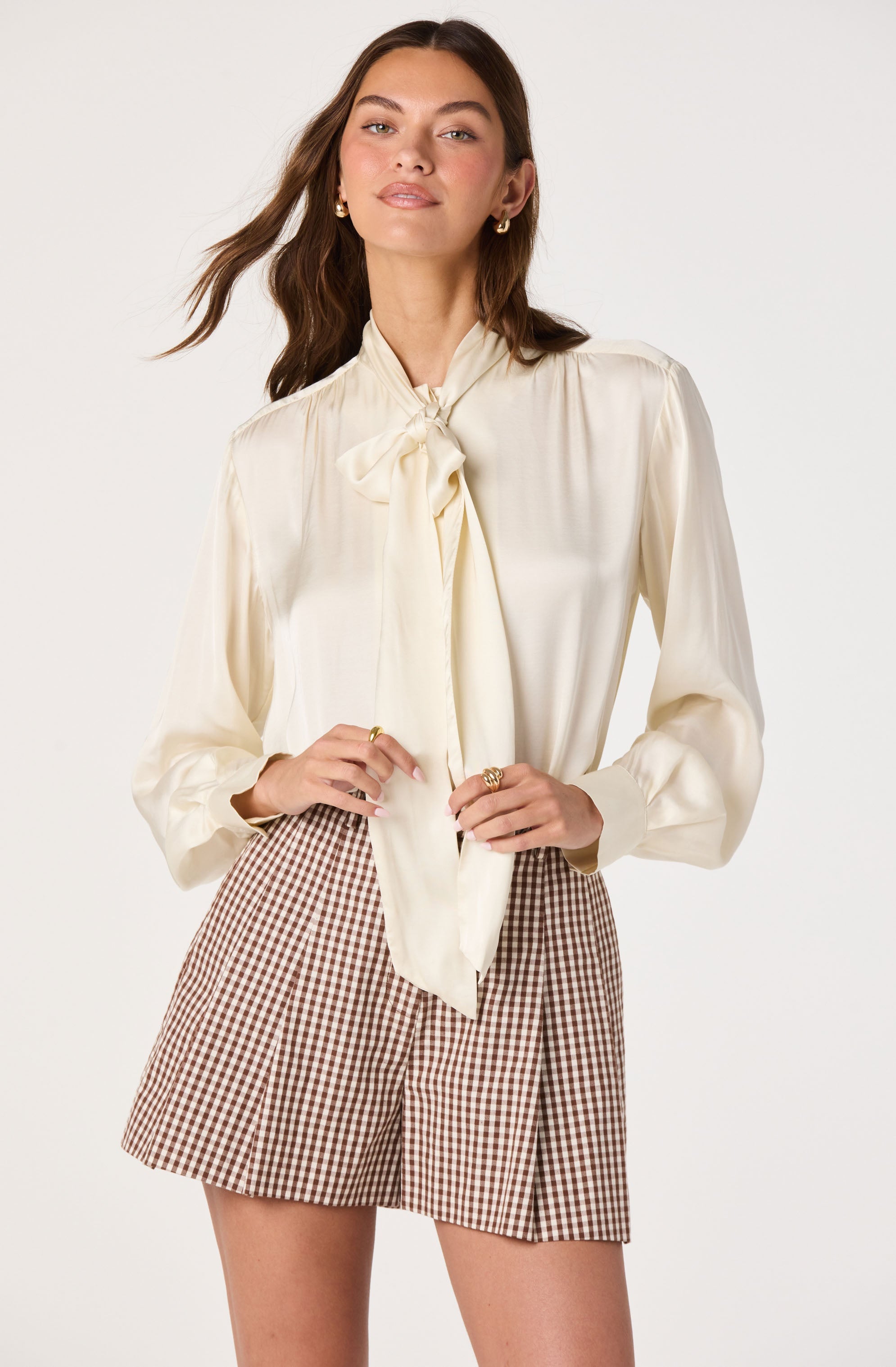 Marbry High Neck Tie Detail Top