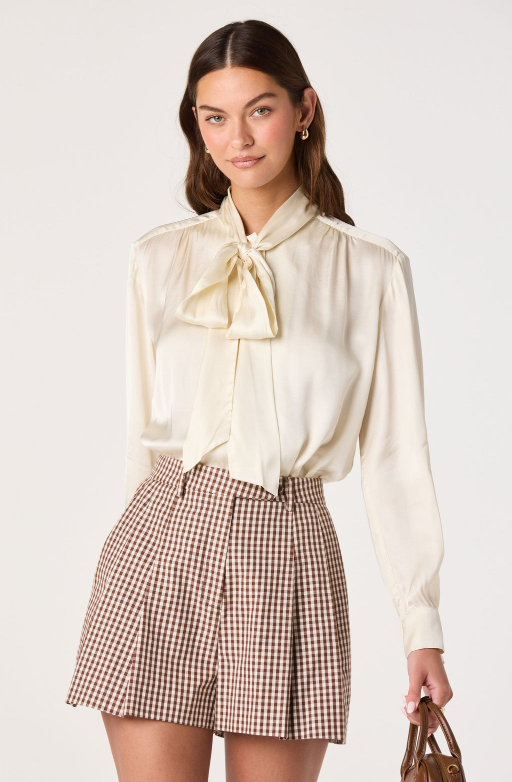 Marbry High Neck Tie Detail Top