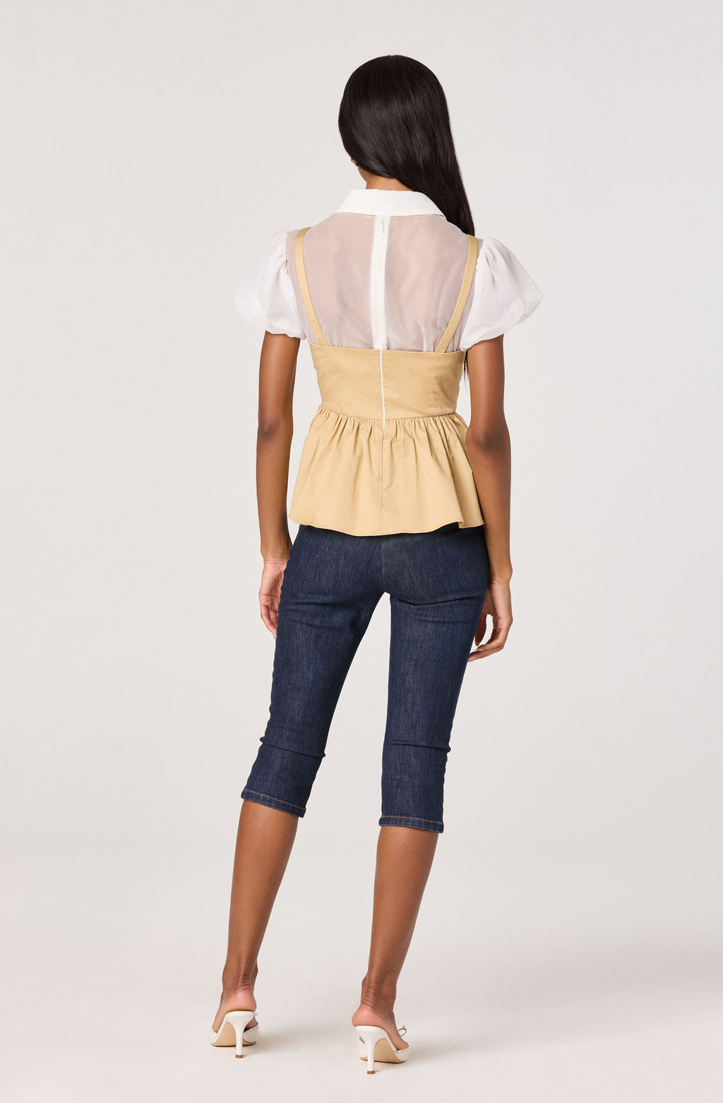 Carrington Mixed Media Layered Peplum Top