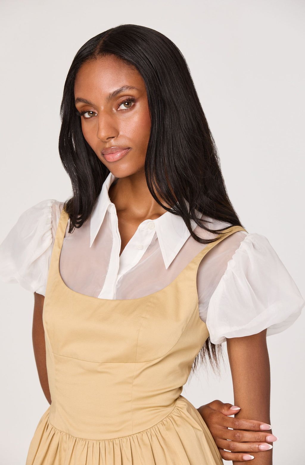 Carrington Mixed Media Layered Peplum Top