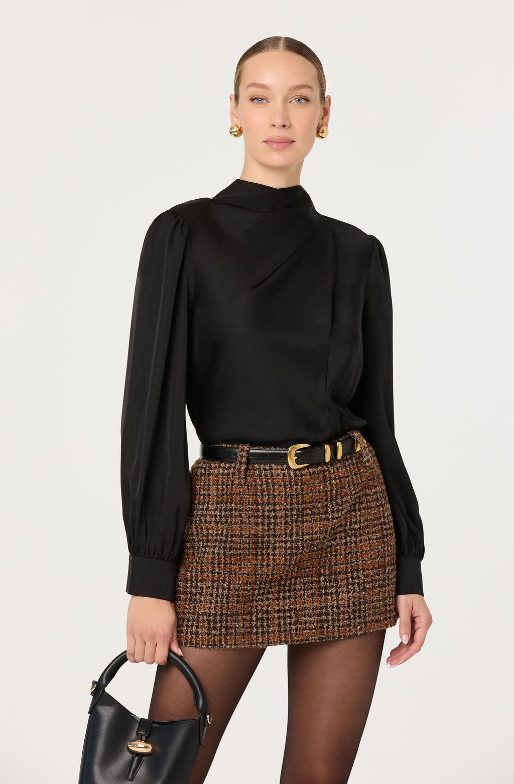 Ivonne High-Neck Satin Top