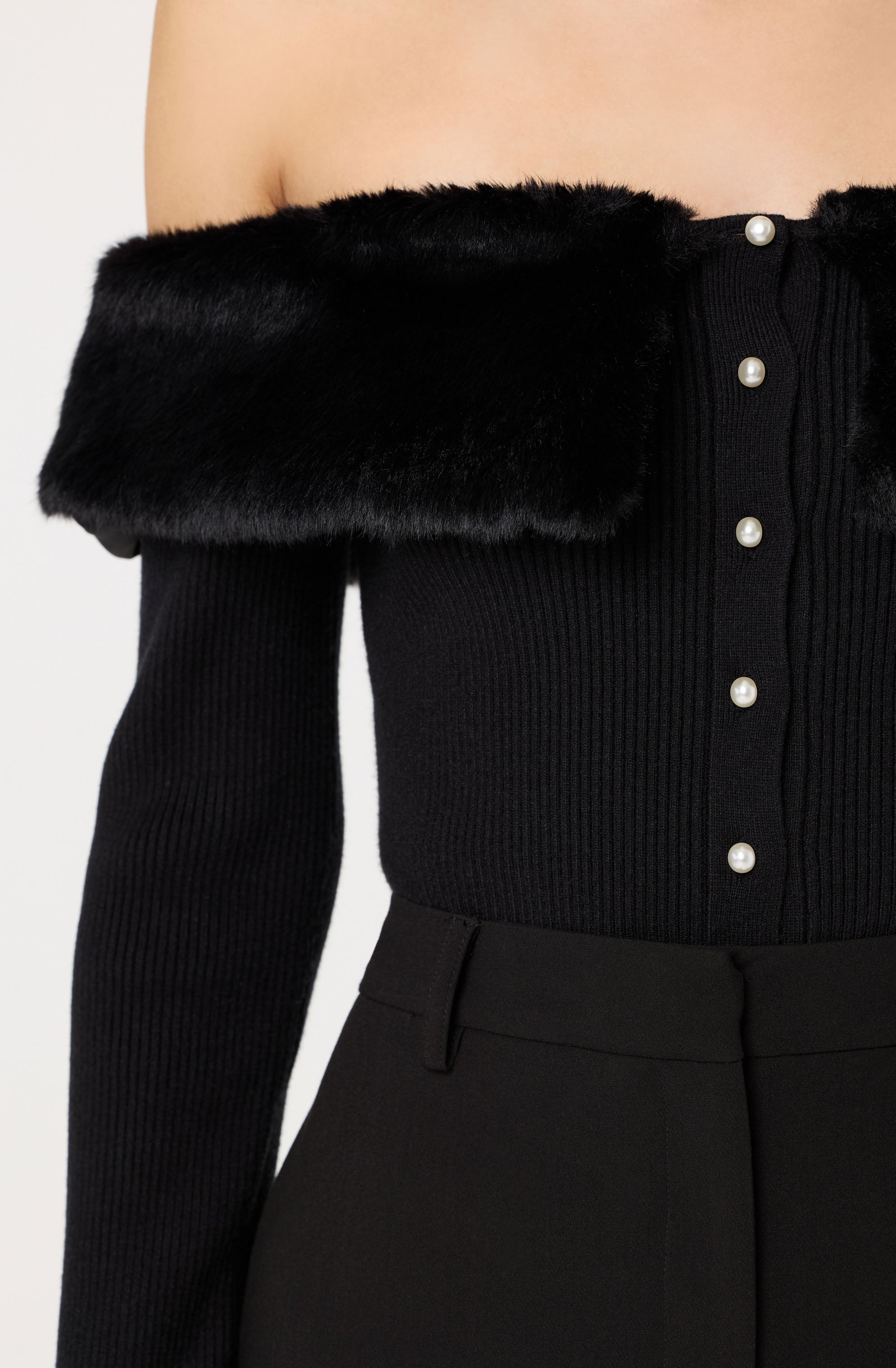 Tabathia Faux Fur Trim Sweater