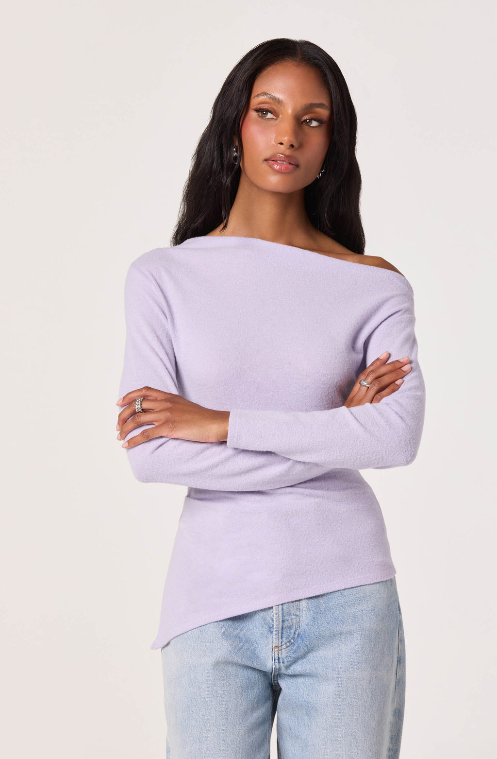 Miah Asymmetric One-Shoulder Knit Top