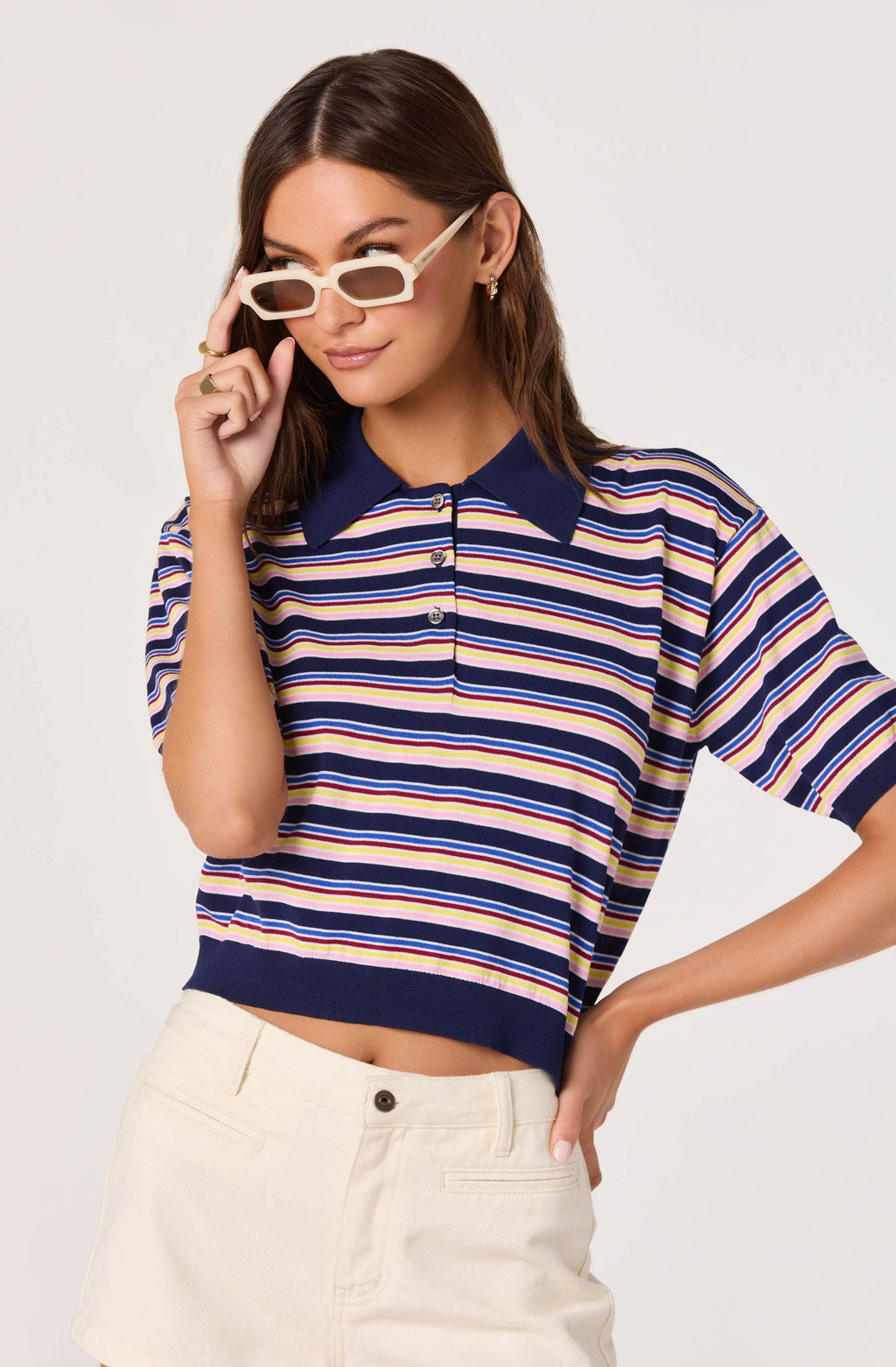 Scottie Striped Knit Polo Sweater
