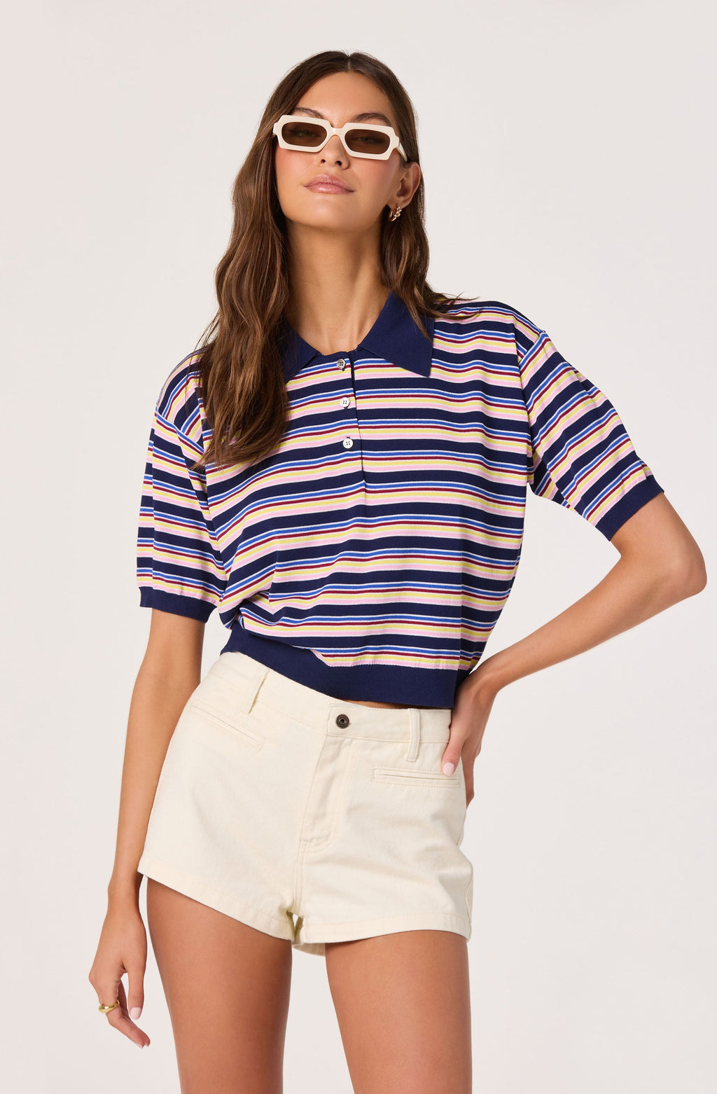 Scottie Striped Knit Polo Sweater