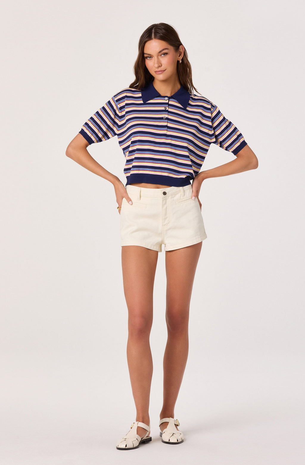 Scottie Striped Knit Polo Sweater